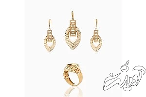 نیم ست طلا 18 عیار زنانه مدل اسلیمی تراش خور کد ST0030